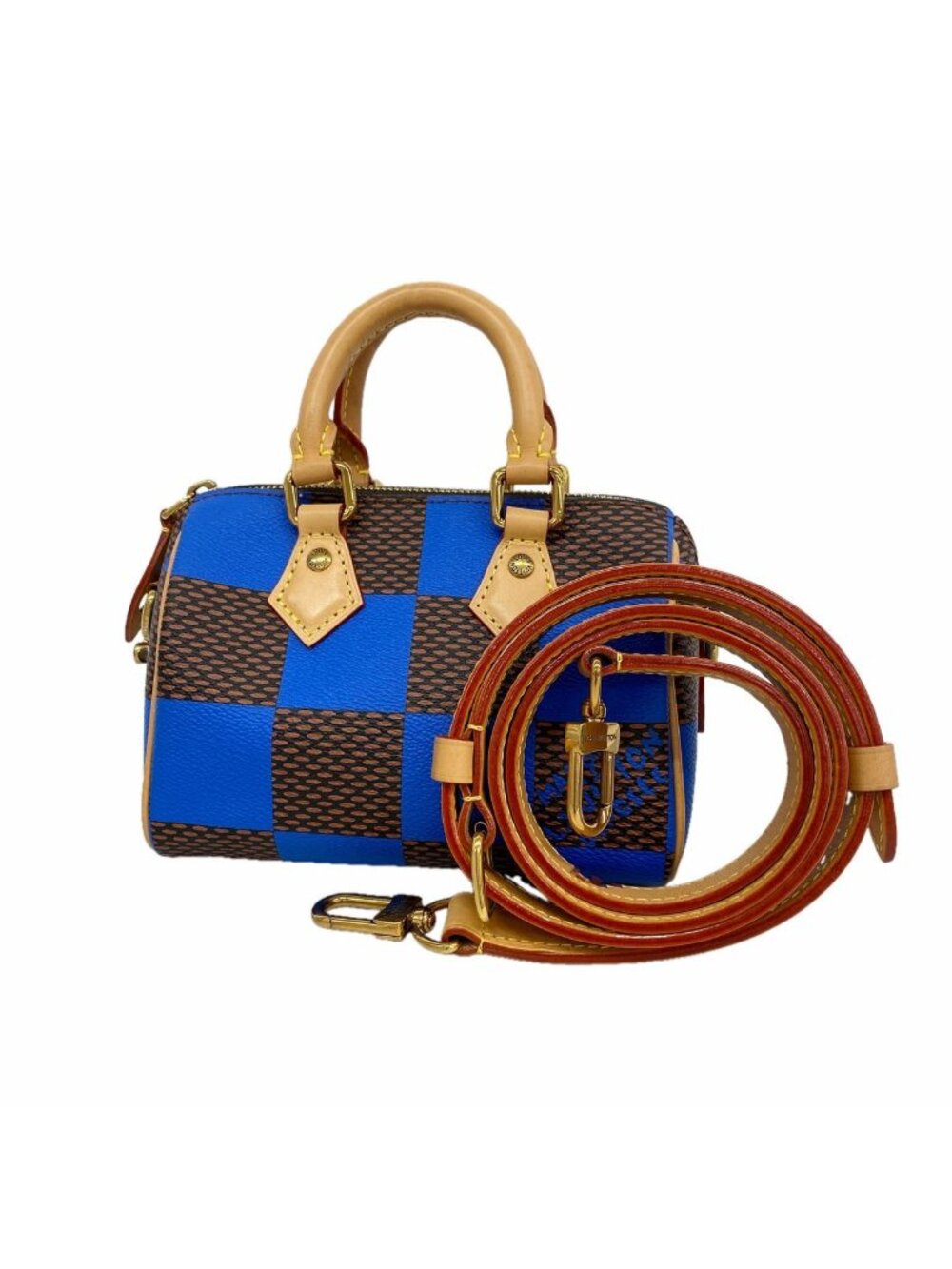 Louis Vuitton Handbag Damier Pop Speedy Bandouliere 18 Blue Brown 2-Way Bag